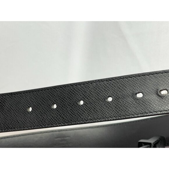 LOUIS VUITTON Black Leather Belt LV Monogram +Box dust bag receipt tag Sz 90/36 - Picture 9 of 14